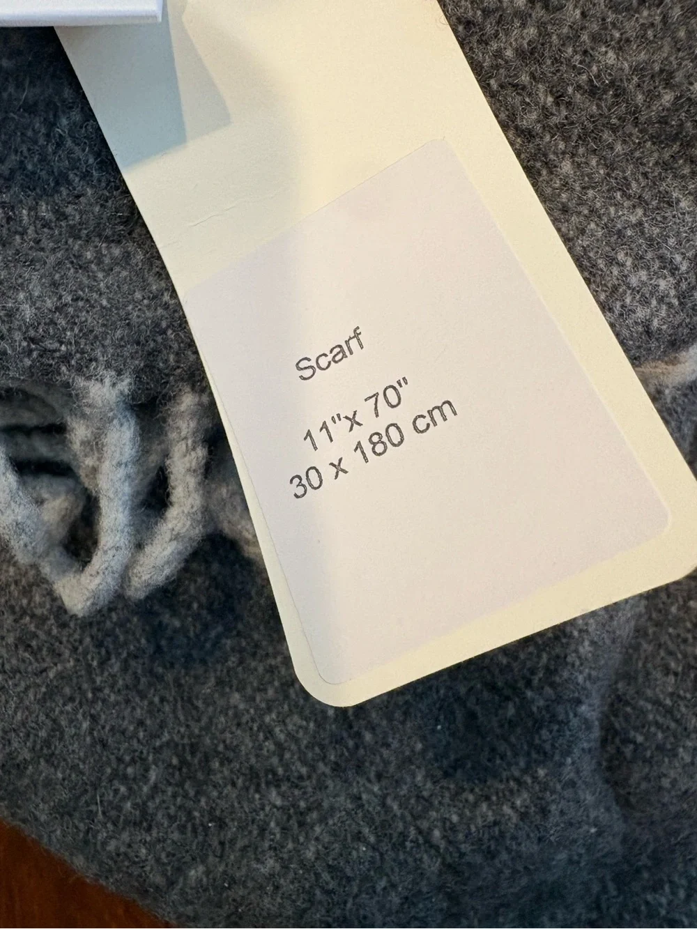 Italian Woollen Treasures Gray Cashmere Scarf 11” x 70”